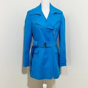 Calvin Klein Blue Zipper Jacket Belted Lined Women's Size S